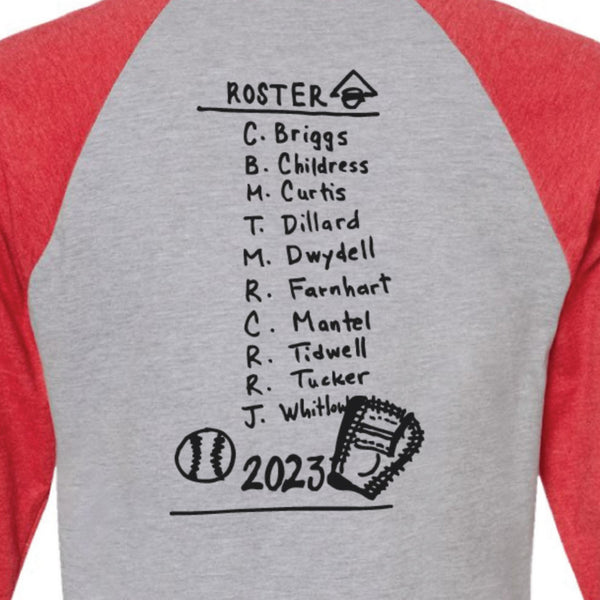 team roster on back of shirt