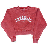 Arkansas Cropped Corded Sweatshirt - Red