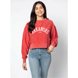 Arkansas Cropped Corded Sweatshirt - Red