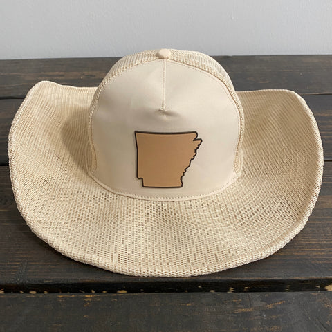 Tan Cowboy Snapback - Leather AR State