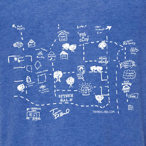 Tavin's Town Map Tee - Royal