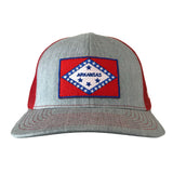 Arkansas Flag Hat - Grey/Red