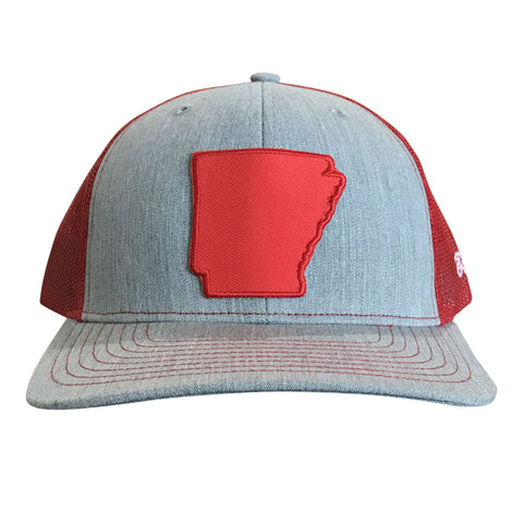 State of AR Hat - Snap Back Grey/Red
